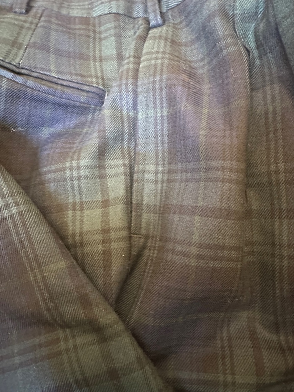 Jos. A. Bank Plaid Olive Navy 100% Pure Wool Men’s Trousers Size 38x33